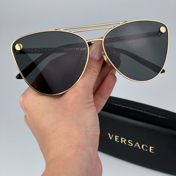 Versace VE2267 100287 BRAND NEW Sunglasses Gold Dark Gradient Pilot Unisex
